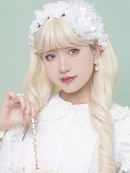 KCトリム 蝶結び ビーズディテール 装飾レース ホワイトハート