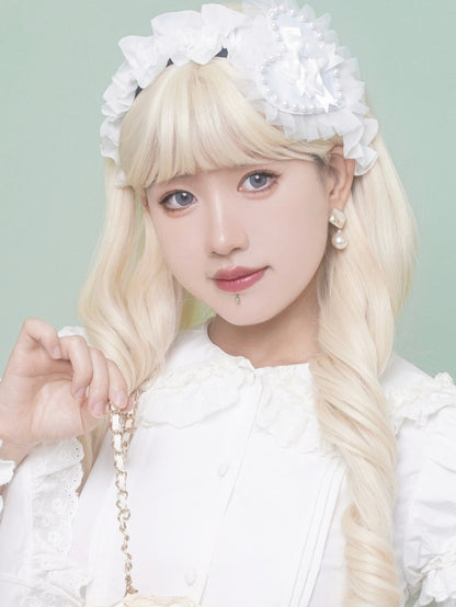 KCトリム 蝶結び ビーズディテール 装飾レース ホワイトハート