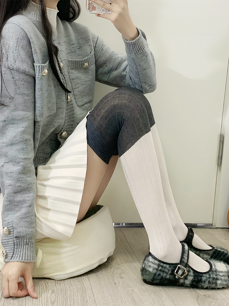 Light Grey&Dark Grey Overknee Stockings