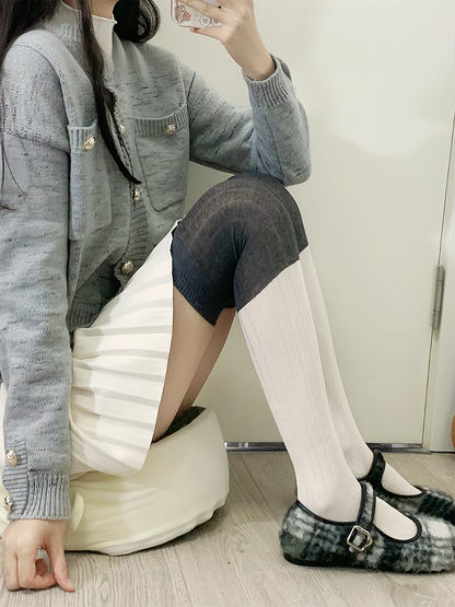 Light Grey&Dark Grey Overknee Stockings