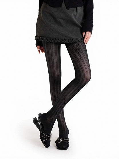 3-Color Minimalist Striped Semi-sheer Tights - ModaSwings