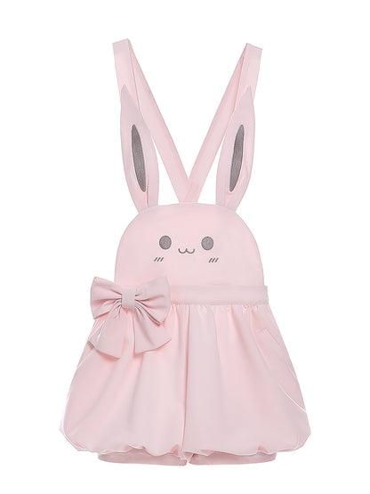 Shorts Bunny/Brown Bear Overalls Bubble Pink