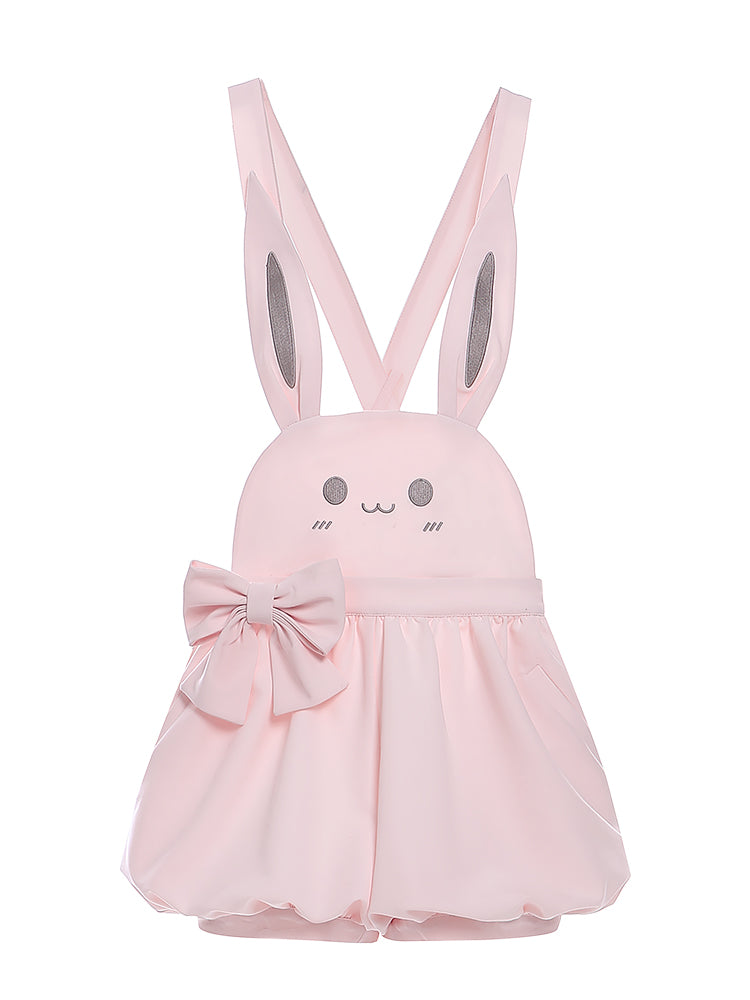 Pink Shorts Bunny/Brown Bear Overalls Bubble