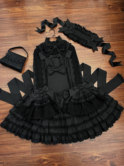 Black Bell Sleeve Lace Lolita Blouse - NnSTAR