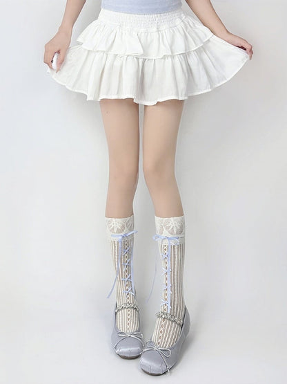 Sweet Colors: (3 Lolita White Socks Bow Calf Style