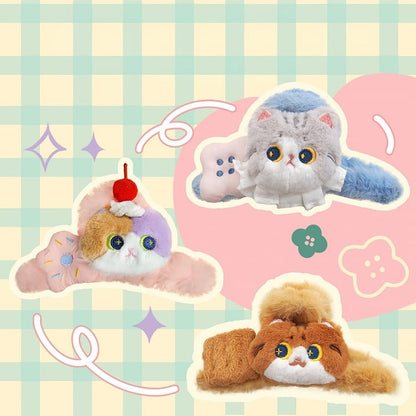 Pink/Blue/Brown Cute Cat Claw Clip