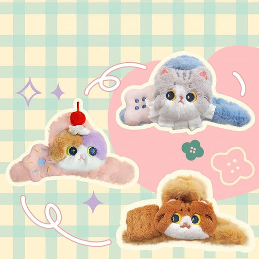 Pink/Blue/Brown Cute Cat Claw Clip