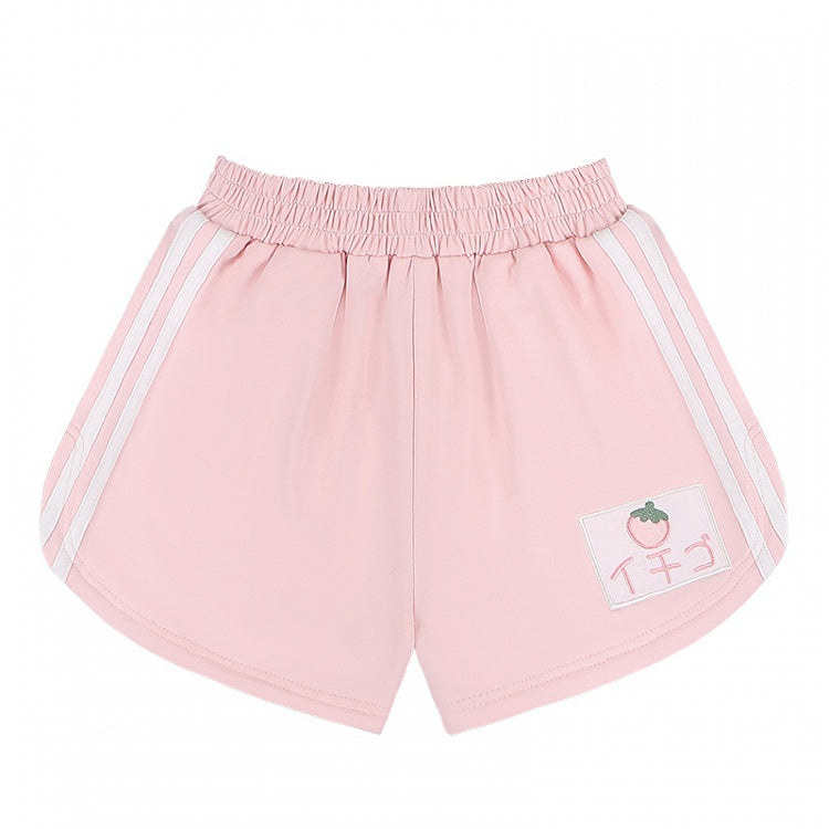 Pink Elastic Waist Thigh Length Shorts