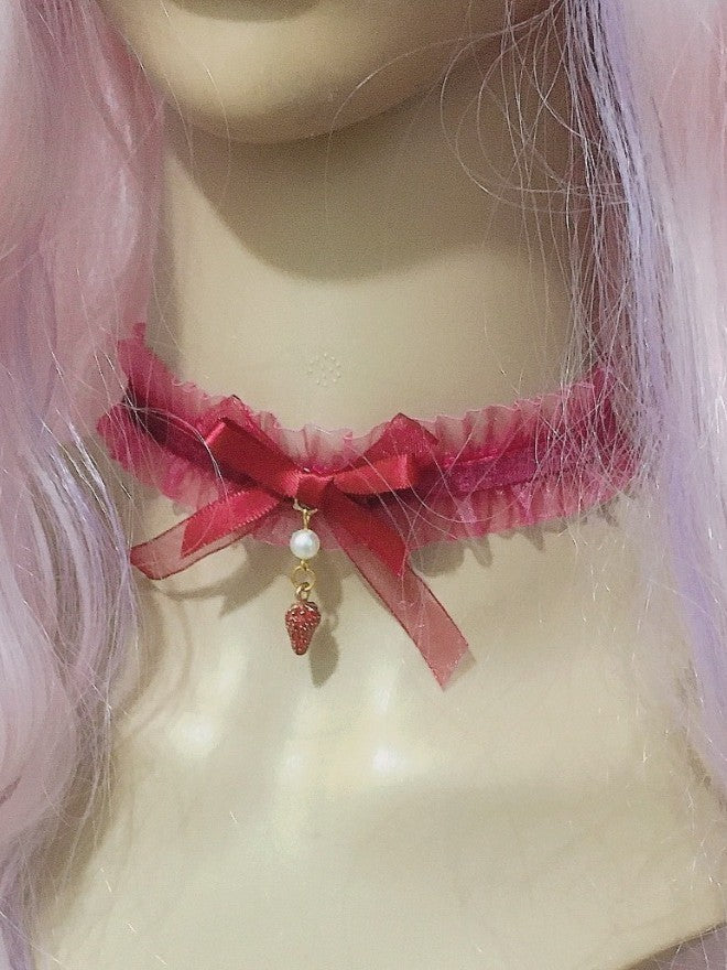 Lolita Strawberry Red Choker Sweet Pendant