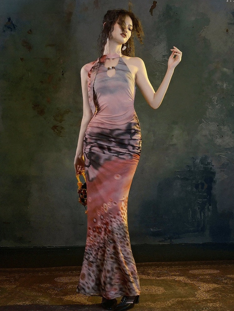 Versatile Long Mermaid Silhouette Halter Dress with Slim Fit - sijinstudio