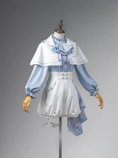 Shorts Cape Ouji High Outfit Prince Weiß Blau Taille und + - Shirt Lolita