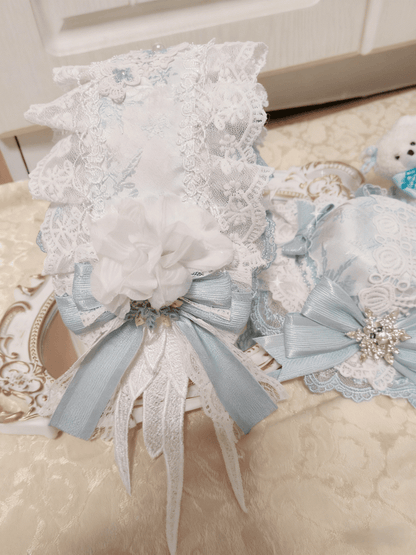 Lolita Snowflake Embroidery Lace Pink/Blue Hairband