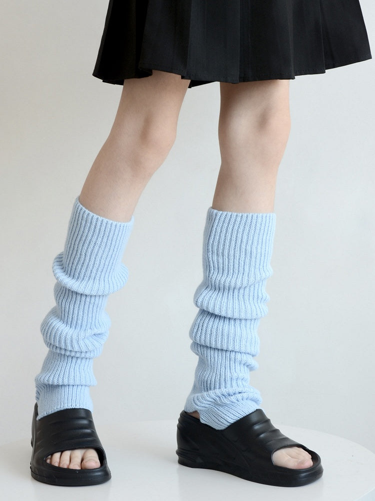 4 Colors Footed Knitted Leg Warmers
