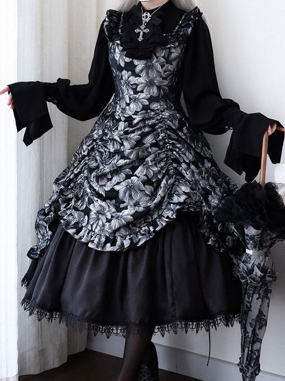 Silver and Black Ruffled JSK Gothic Lily - Miss Point