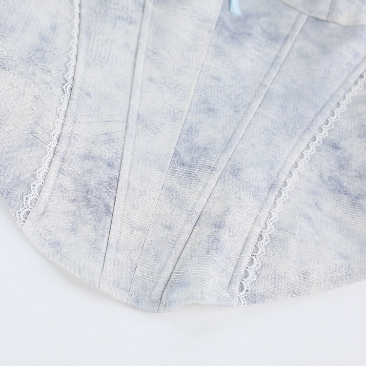 Light Blue Halter Corset with Lace - serendipity