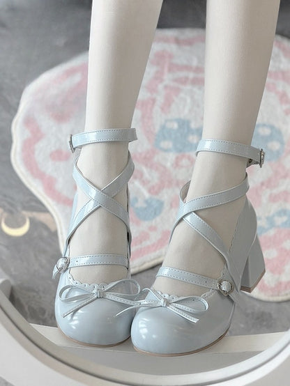 Einzelheiten Heels Lolita Herz - Schnalle Schleife Verträumt Geknotet Mid Top