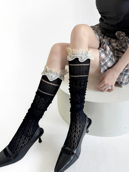 Dentelle-Manchette Diamant (Couleurs : Tricot Bas Noir