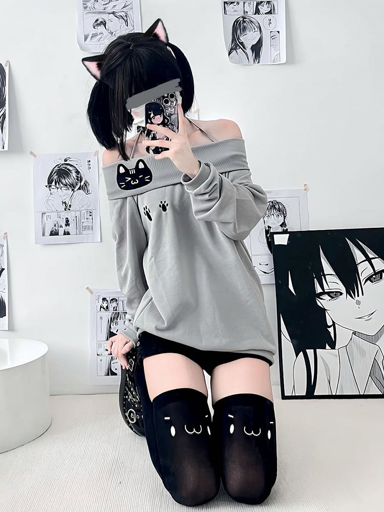 Thigh-High Print - 2 Anime Colors Expression Stockings