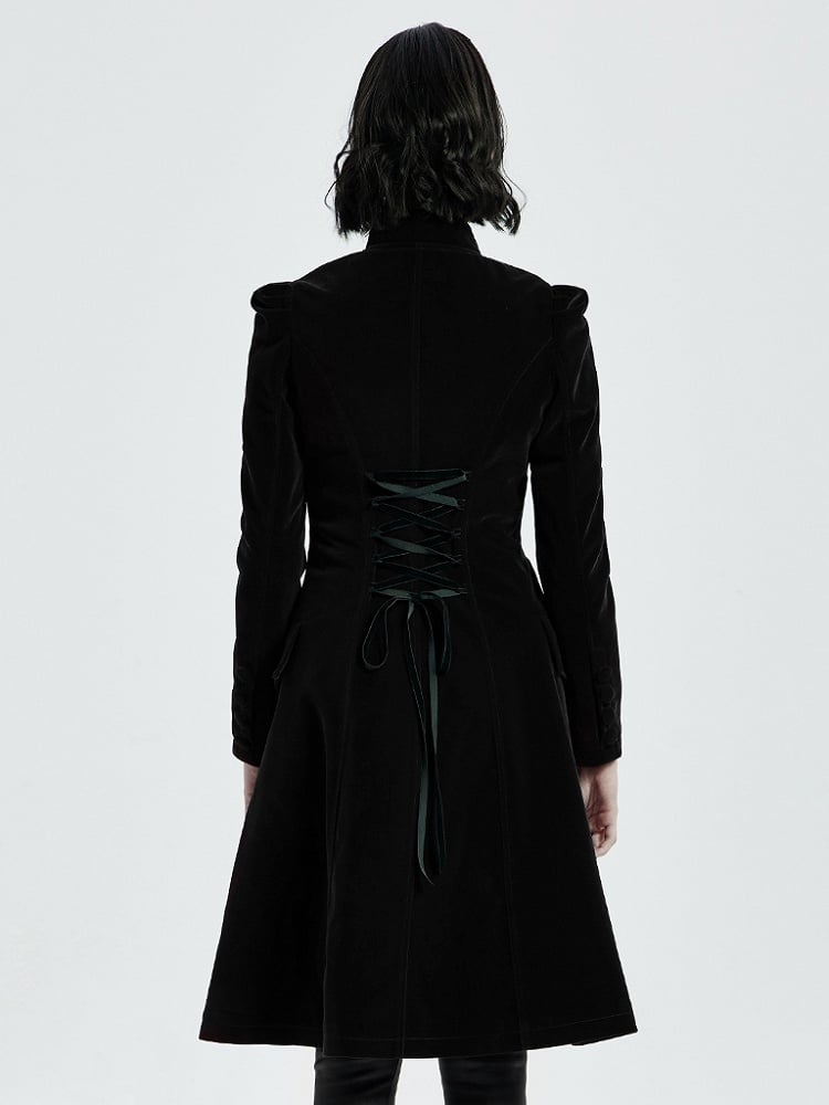 Length Mid Goth Coat Black