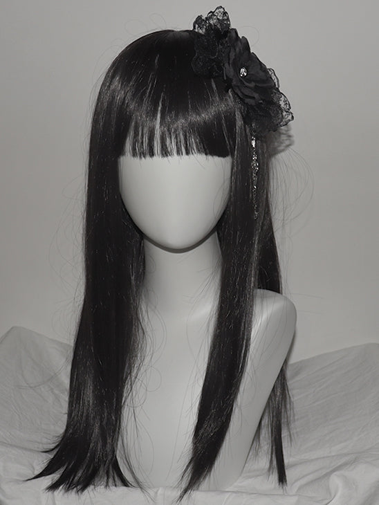 Musical Bowknot Lace Decorated White/Black Hairclip Design And Charm Floral Notes Skeleton Trim Crown