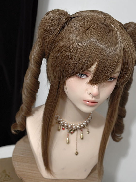 ウェーブ＋2クリップ ミディアムポニーテール ブラウン クローウィッグ