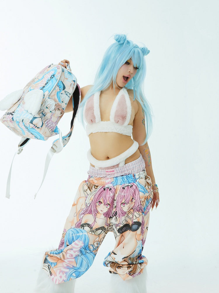 天使の羽とバックパック、カラフルな漫画プリントPU