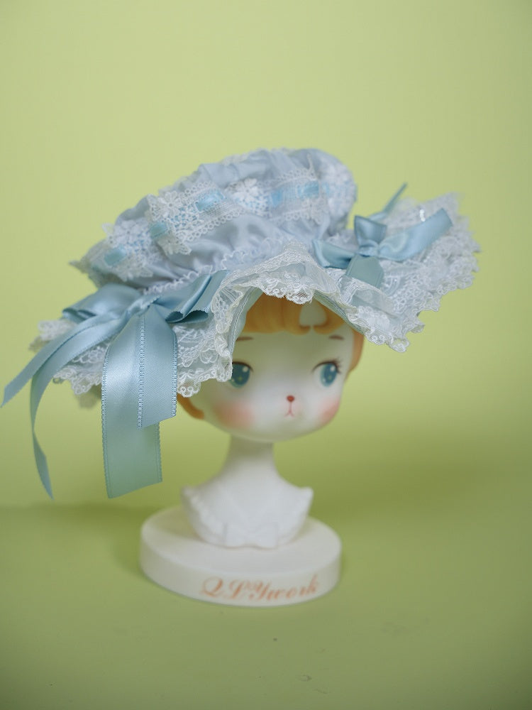 Lolita Hat with Bow Accents in Pink/Blue/White
