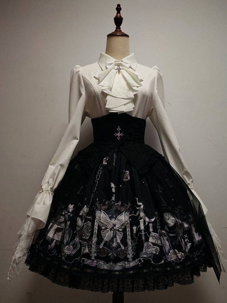 Detachable with Jabot White Shirt Gothic Sleeves Lolita Long