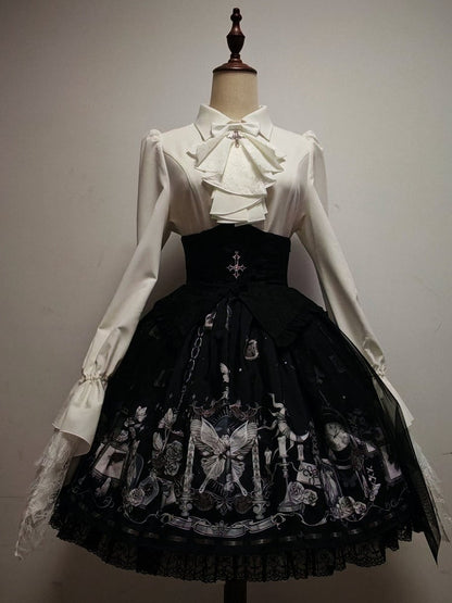 Detachable with Jabot White Shirt Gothic Sleeves Lolita Long