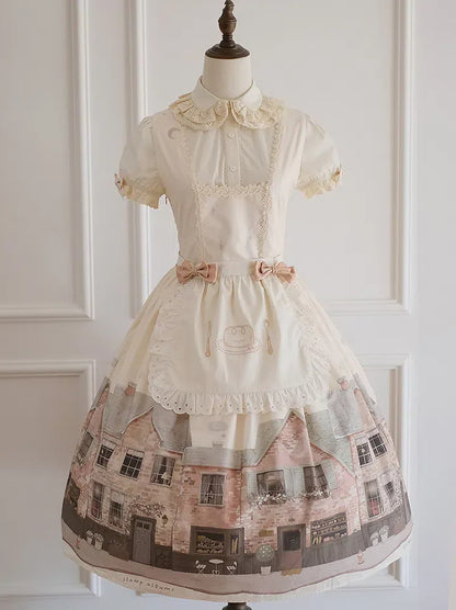 Bread Apron Beige Embroidery