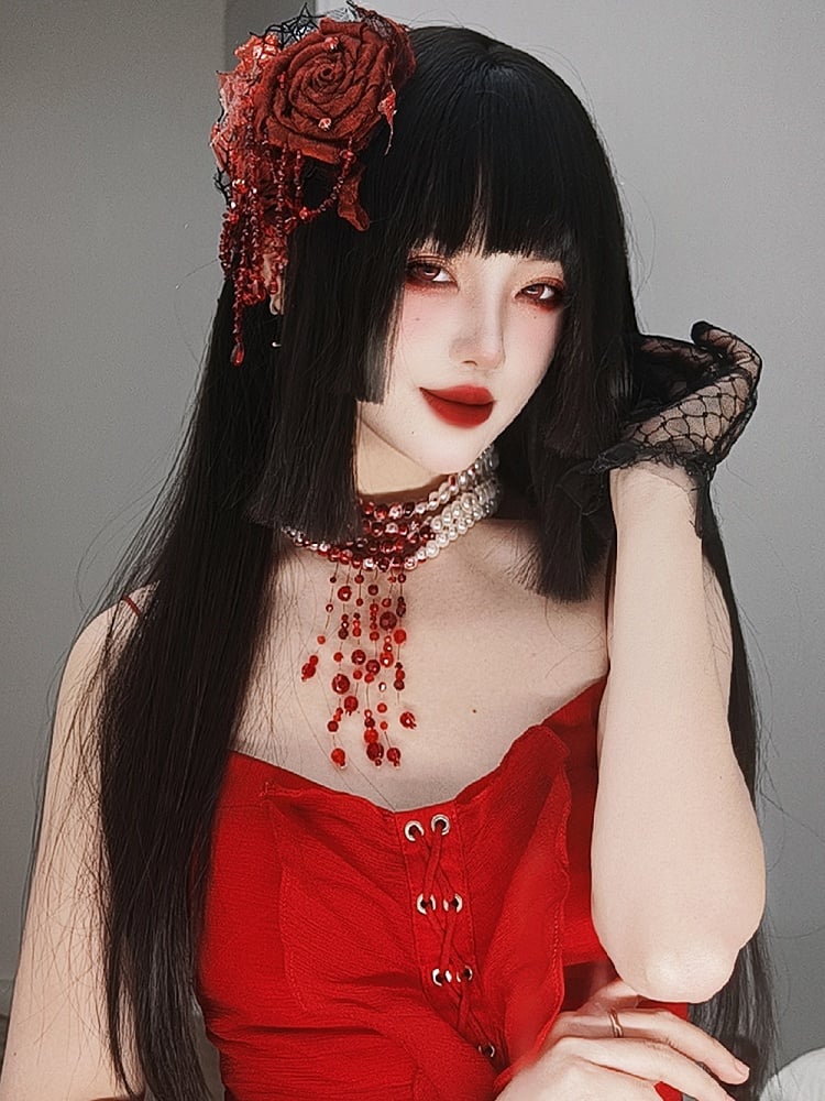黒姫カットロングストレート合成ウィッグ