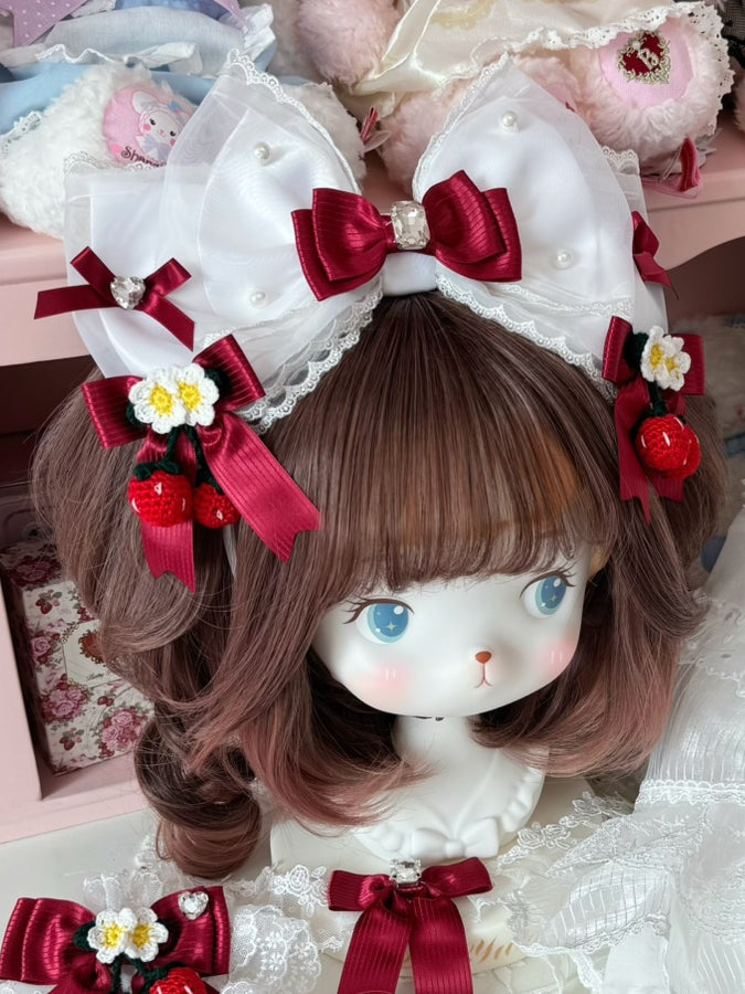 Pink/WhiteRed Decorated Rhinestone KC Bowknot