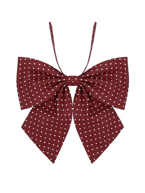 Bow Uniform Polka-dot Red Pattern JK Tie