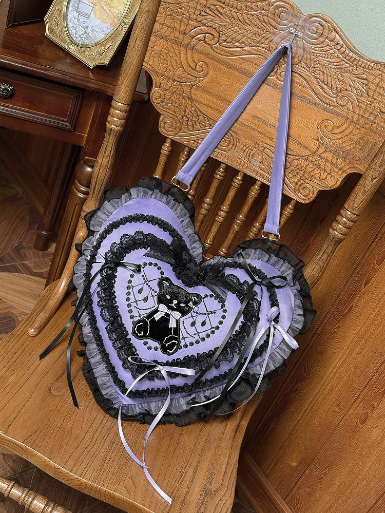 Heart-shaped Purple Pink Sweet Bag Hand / Teddy Lolita Patch
