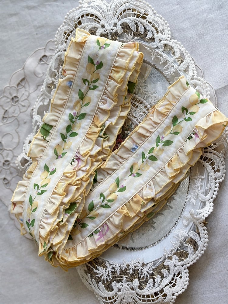 Green Yellow White / Print Belt Lemon Waist