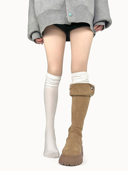 4 Slouchy Socks Colors Solid-Color Calf Breathable