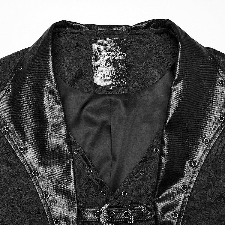 Black Men's Gothic Jacquard Lapel Vest