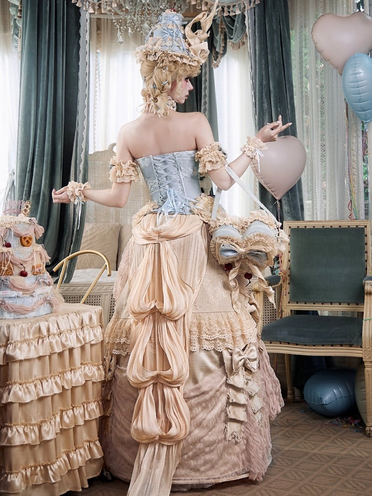 Heart Shaped Handbag with Lace, Bows & Cherry Details in Blue or Pink - Blood Supply