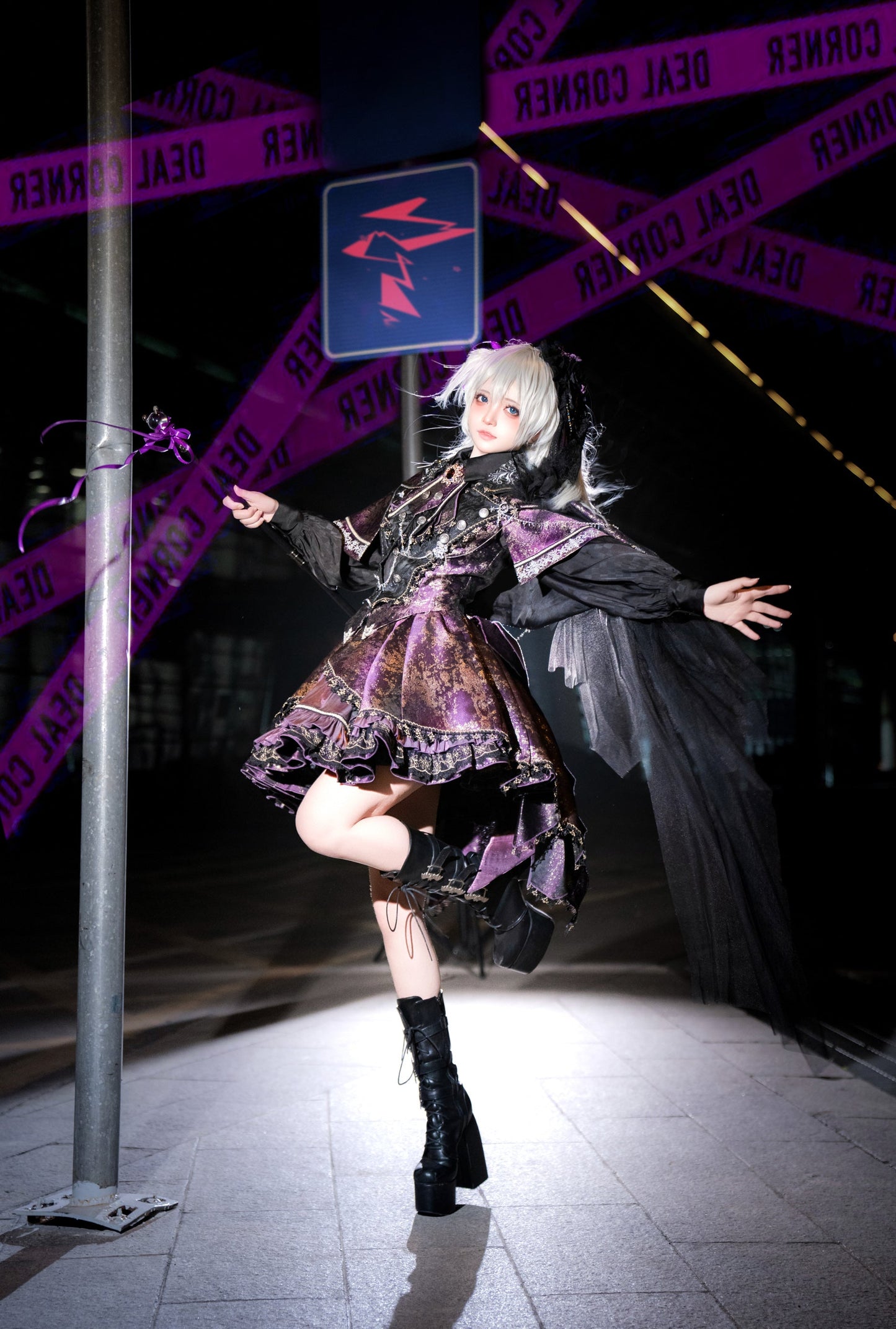 セット予約 ゴールドケープアップ商品 ファントムブラックパープルスモールドレス カイト