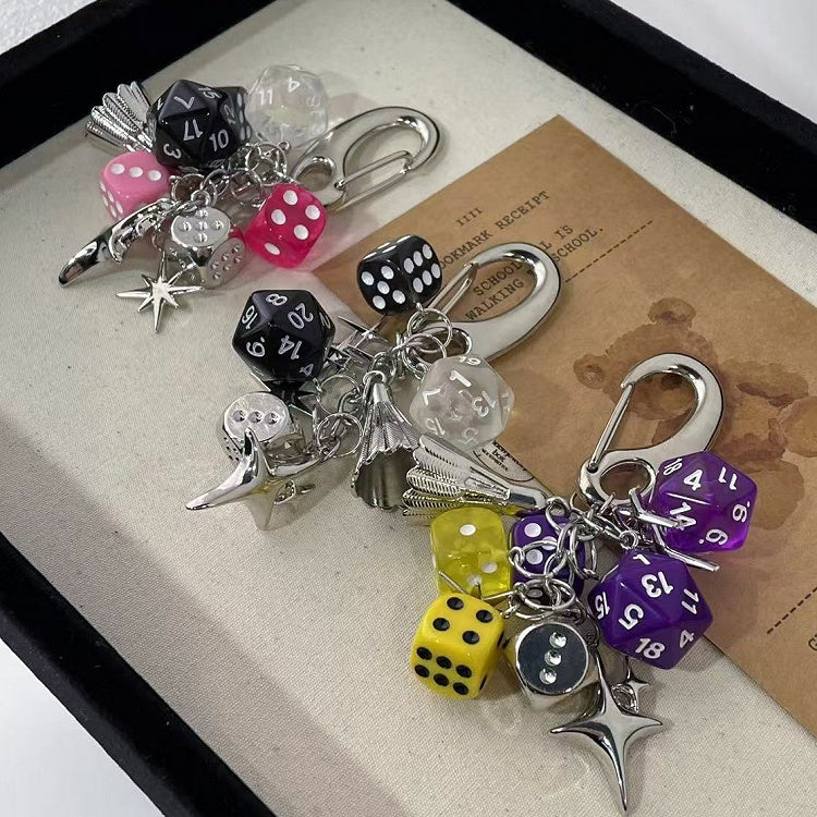 Optionen 5 Würfel Cyberpunk Y2K Schlüsselanhänger