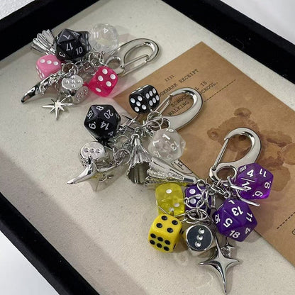 Optionen 5 Würfel Cyberpunk Y2K Schlüsselanhänger