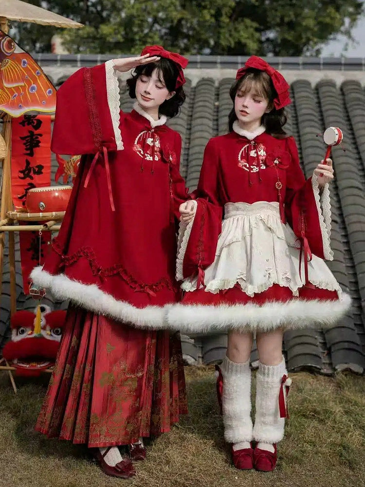 Pins Floral Skirt Han + Red KC Embroidery Warmers Brooch OP Horse-face Leg Bow Lolita