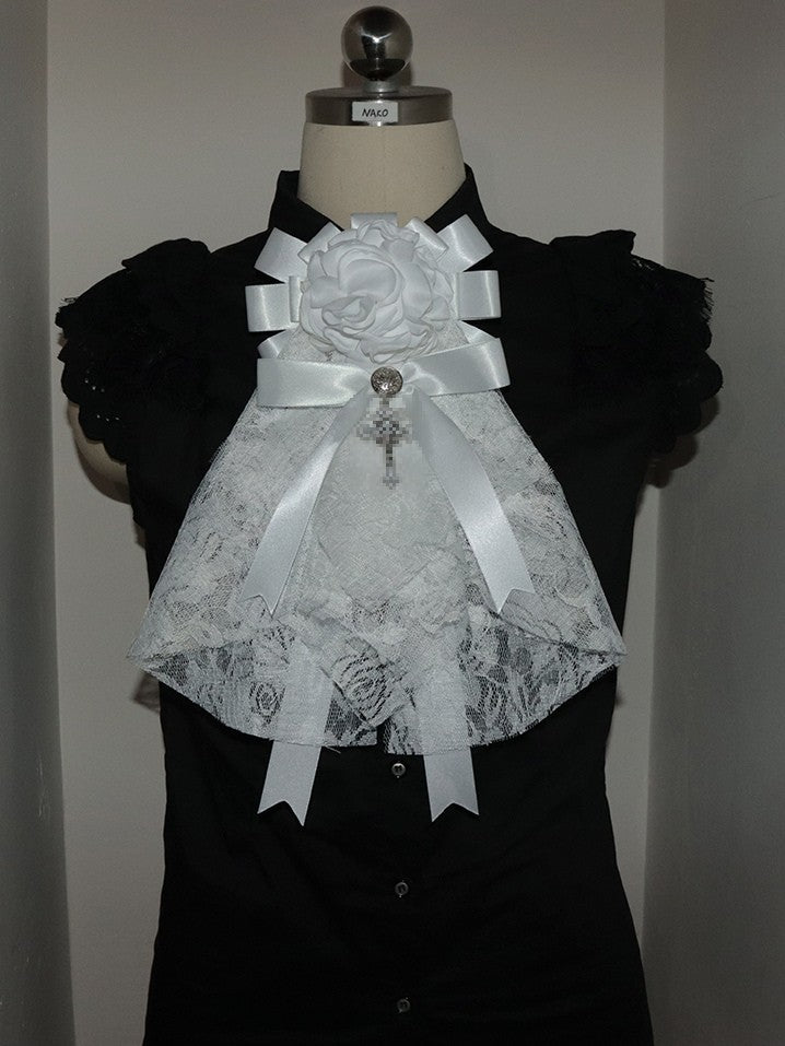 レーストリム 花柄 ホワイト/ブラック/ブルーカラー