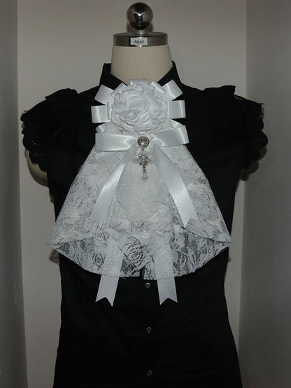 レーストリム 花柄 ホワイト/ブラック/ブルーカラー