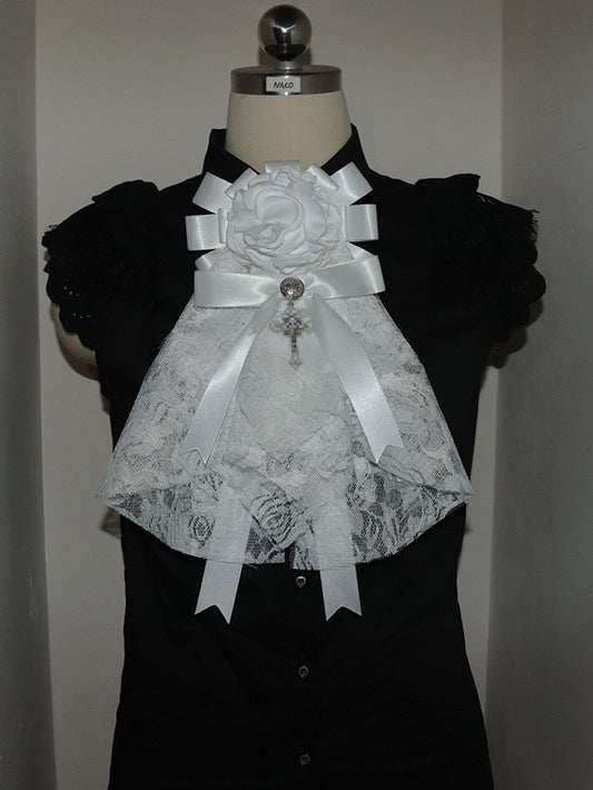 レーストリム 花柄 ホワイト/ブラック/ブルーカラー