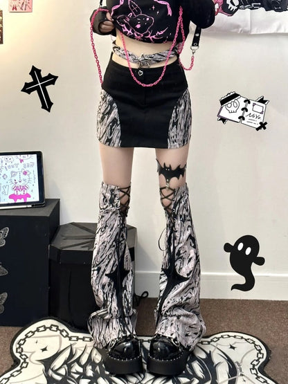 Y2Kフィットミニスカート スターバックル カットアウトウエスト