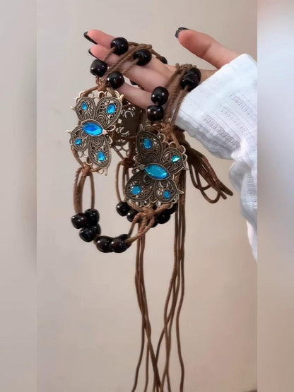 Braune Taillenkette mit Schmetterlingsperlen