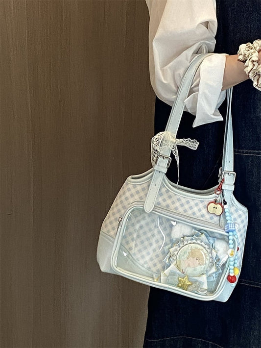 Ita Shoulder Blue Pattern Bag Plaid Light