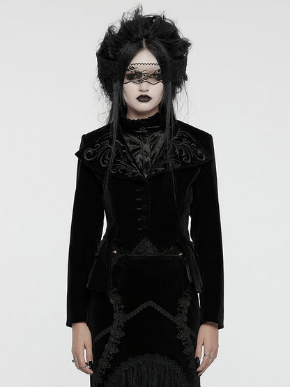 Black Coat Embroidered Goth Exquisite