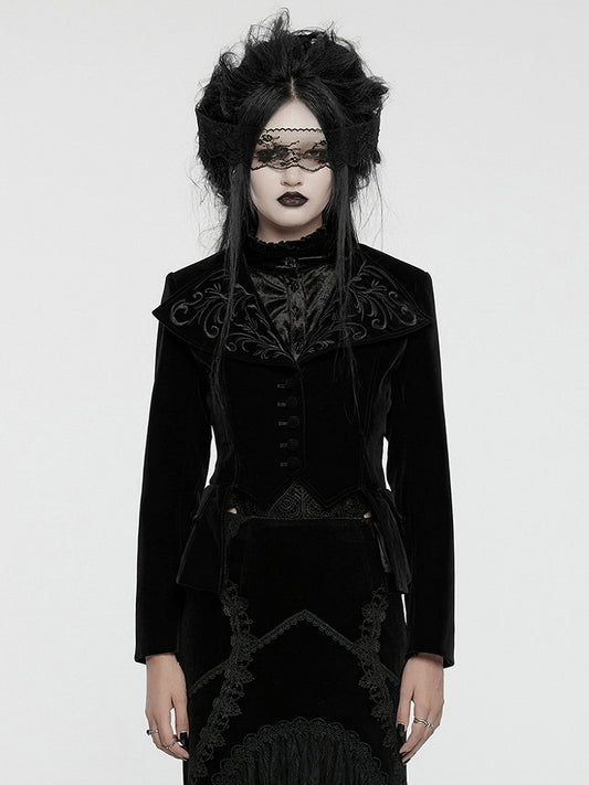 Black Coat Embroidered Goth Exquisite